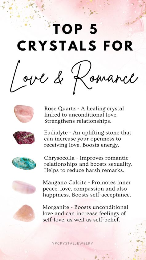 Discover the top 5 crystals for love and romance that you can use in your jewelry. Embrace their energies to enhance your relationships. Crystals For Love And Marriage, Crystals For Romance, Crystals For Couples, Crystals For Marriage, Crystals To Attract Love, Crystals For Love And Relationships, Crystals For Relationships, Crystal For Love, Crystals For Love