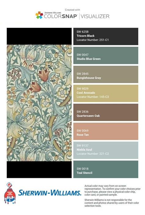 Modern Tuscan Color Palette, Edwardian Colours Palette, Southern Home Color Palette, William Morris Paint Colors, William Morris Color Palette, Modern Victorian Color Palette, Adobe Bathroom, Tuscan Color Palette, British Cottage Interior