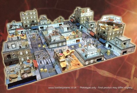 An example of a x4 City Block pledge :) Urban Apocalypse, Paper Terrain, Infinity Terrain, Top Board Games, Diorama 1:64, Gaming Tables, Cyberpunk Games, Miniature Terrain, Model Train Table