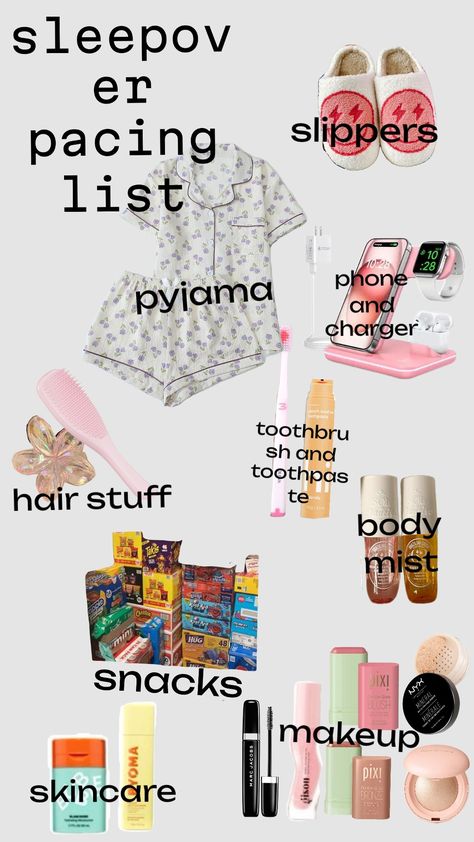 How To Get Ready For A Sleepover, Sleepover Necessities, Sleepover Packing, Sleepover Packing List, Nyx Blush, Sleepover Essentials, Sleepover Things, Sleepover Things To Do, Sleepover Ideas