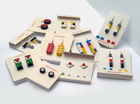 Object Earrings, Lego Earrings, Lego Jewelry, Lego Wedding, Lego Diy, Everyday Jewellery, Lego Craft, Tanah Liat, Lego Pieces