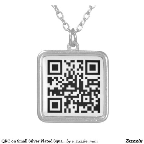 QRC on Small Silver Plated Square Necklace Qr Code Jewelry, Qr Code Necklace, Square Necklace, Silver Plated Necklace, Tech Gifts, Memorial Jewelry, Accessories Jewelry Necklace, Love Messages, Personalized Products