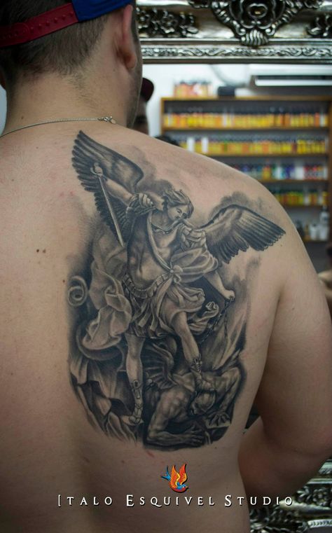 San Miguel Arcangel #angel #italoesquivelstudio #tattoo #tatuadores #tatuaje #cali #colombia Arcangel Tattoo, Archangel Michael Tattoo, St Michael Tattoo, Archangel Tattoo, Buddha Tattoo, Forearm Sleeve Tattoos, Angel Tattoo Designs, Cali Colombia, San Michele