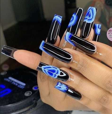 Color Manicure, Color Value, Blue Acrylic Nails, Pedicure Designs, Drip Nails, Edgy Nails, Grunge Nails, Cute Acrylic Nail Designs, Simple Acrylic Nails