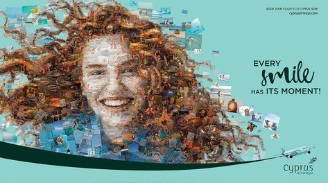 Cyprus Airways Print Advert By Ogilvy: Smile, 4 | Ads of the World™ Photography Hacks, Mosaic Portrait, Poster Advertising, Nokia Phone, Ad Of The World, Creative Advertising Campaign, Adobe Creative Cloud, Adobe Creative, Creative Ads