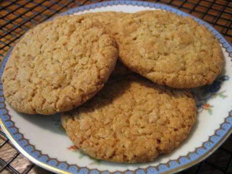 Dad s Oatmeal Cookies from Food.com:   								My mother gave me this recipe over 25 years ago.  I thought I had better post it before I lose the worn out piece of paper it's written on. Coconut Oatmeal, Anzac Biscuits, Scottish Recipes, Fine Cooking, Oatmeal Cookie Recipes, Oatmeal Chocolate Chip Cookies, Chocolate Chip Oatmeal, Biscuit Recipe, Oatmeal Cookies