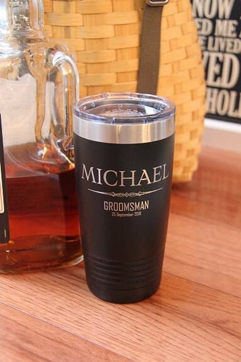 Engraved 20 Ounce Polar Camel Tumbler for Groomsmen, Personalized Groomsmen Tumbler, Horizontal Name Cup for Best Man, Perfect for Wedding Party gifts Our tumblers are made like the expensive Y Brand but cost a lot less! Double walled vacuum insulation keeps drinks hot or cold for hours. Sweat-free Lake Boats, Wedding Tumblers, Laser Engraved Gifts, Groomsmen Gifts Personalized, Wedding Party Gifts, Groomsman Gift, Custom Personalized Gifts, Stainless Steel Cups, Tumbler Gift