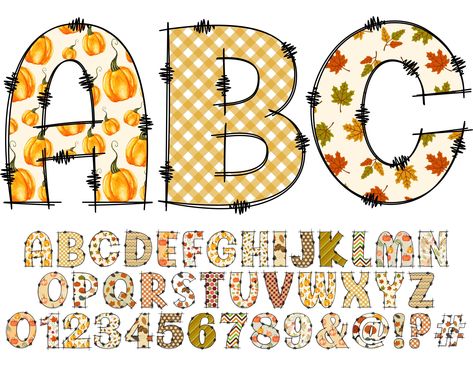 Fall Letters, Thanksgiving Alphabet, Fall Fonts, Calligraphy Quotes Doodles, Alphabet Frames, Fall Clip Art, Autumn Clipart, Uppercase Alphabet, Doodle Alphabet