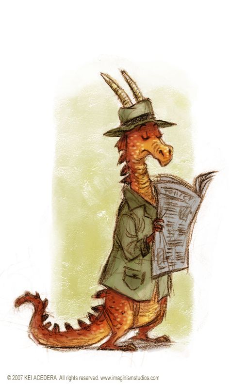 Kei Acedera, Dragon Reading, Reading Newspaper, Dragon Tales, Dragon Sketch, Dragon Images, Dragon Illustration, Cute Dragons, Book Dragon