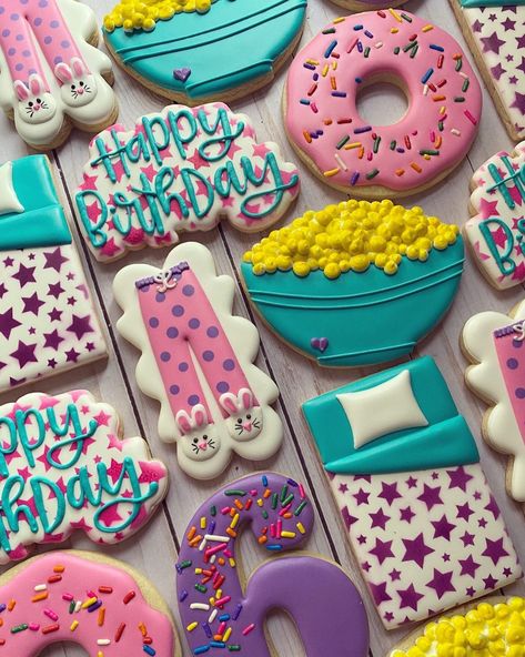 Pajama Party Cookies Decorated, Slumber Party Cookies Decorated, Sleepover Cookies Decorated, Pajama Party Cookies, Slumber Party Cookies, Sleepover Cookies, Pajama Cookies, Slumber Party Food, Slumber Party Foods