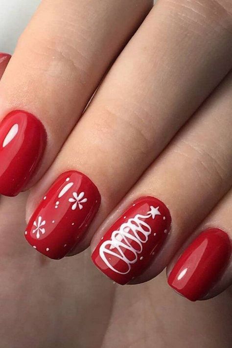 Small Snowflakes, Red Nail Art Designs, Red Christmas Nails, Red Nail Art, Cute Christmas Nails, Christmas Gel Nails, Christmas Nail Art Designs, Christmas Nails Acrylic, Red Nail