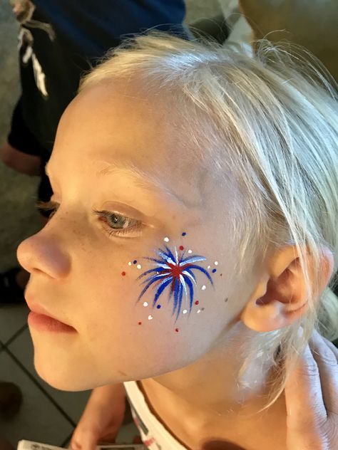 4th Of July Face Paint Fireworks, Jubilee Face Paint, Easy Fourth Of July Face Paint Ideas, 4tg Of July Face Paint, Crayon Face Painting, England Flag Face Paint, Easy Face Painting Ideas For Kids 4th Of July, July 4 Face Painting, Easy Carnival Face Painting Ideas