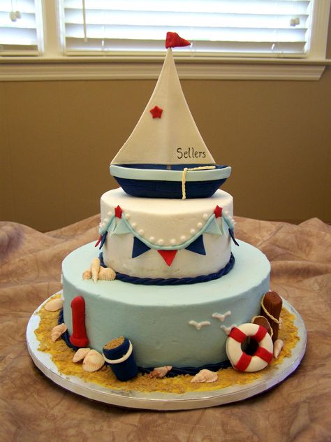 Sailor Cake, Boot Cake, Sailboat Cake, Boat Cake, Baby Boy Birthday Cake, Nautical Cake, Beach Cakes, Edible Creations, Kids Cakes