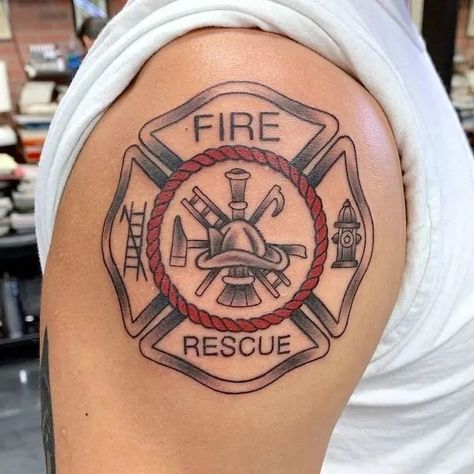 Fire Rescue Tattoo, Fire Dept Tattoos, Firehouse Tattoo, Fire Department Tattoos, Female Firefighter Tattoo, Firefighter Tattoo Sleeve, Fireman Tattoo, Firefighter Tattoo, Fire Fighter Tattoos