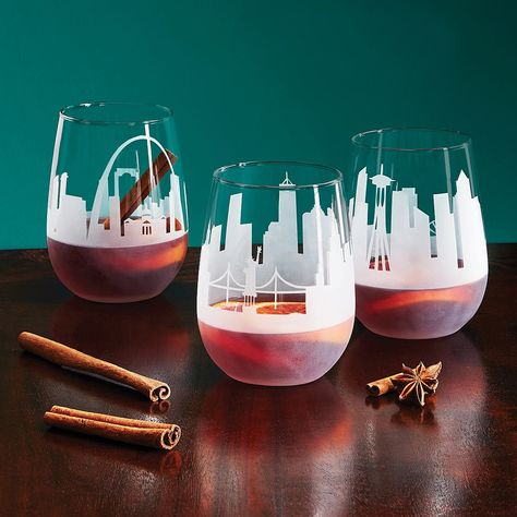 Yarn Unicorn, Cricut Cups, Ski Glasses, Glasses Unique, Houston Skyline, Etched Wine Glasses, Art Glass Jewelry, Popcorn Popper, Uncommon Goods