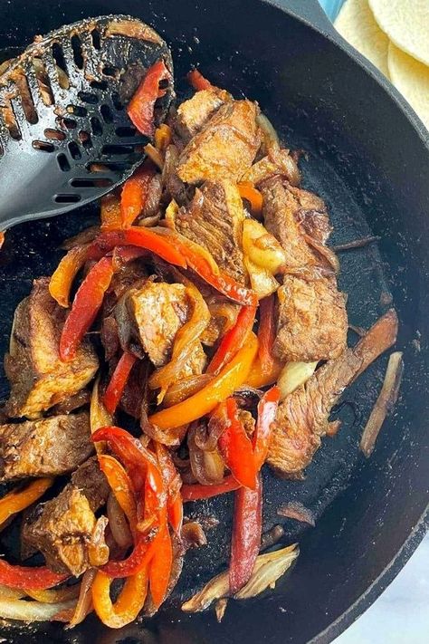 This simple recipe for Leftover Steak Fajitas is a delicious and easy way to use any leftover steak. Cook up some peppers and onions, briefly heat the leftover steak with some fajita seasoning, and you are ready to enjoy your fajitas! Leftover Steak Fajitas Recipe, Spicy Beef Stir Fry, Leftover Steak Recipes, Steak Stirfry Recipes, Easy Steak Fajitas, Pepper Steak Recipe, Beef Stir Fry Recipes, Leftover Steak, Chinese Stir Fry