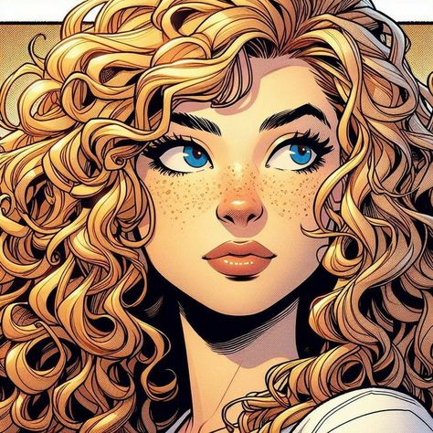 Anime Curly Hair, Long Blonde Curly Hair, Curly Hair Cartoon, Ringlet Curls, Curly Hair Drawing, Blonde Curly Hair, Blonde Curls, Colored Curly Hair, Wallpaper Animes