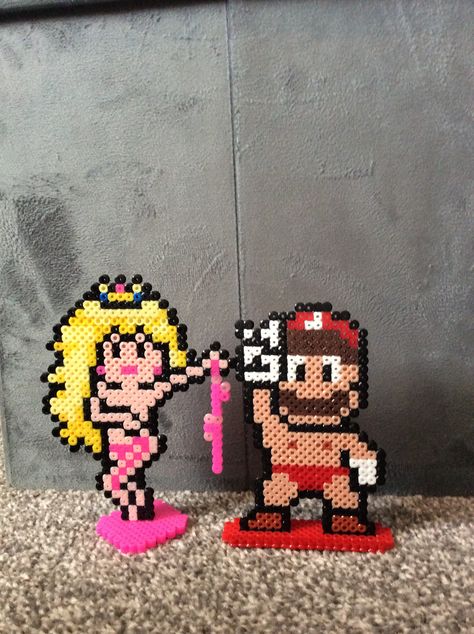 Sexy mario and princess peach perler /Hama beads Princess Peach Perler, Peach Perler, Perler Mario, Tmnt Girls, Bead Templates, Mario And Princess Peach, Melty Bead Patterns, Perler Ideas, Perler Bead Templates