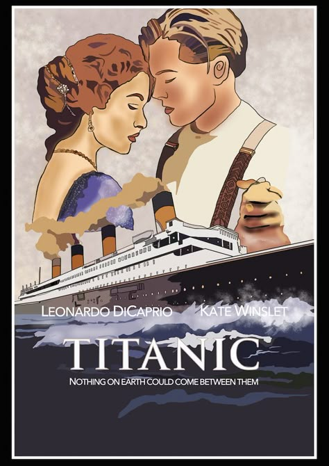 Titanic - 1997 Titanic Silhouette, Titanic Cartoon, Titanic Illustration, Titanic Fanart, Jack Rose Titanic, Kate Winslet Movies, Titanic Drawing, Titanic Movie Poster, Titanic Art