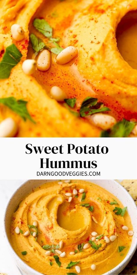 Sweet Potato Hummus Recipe, Potato Hummus, Best Hummus Recipe, Sweet Potato Hummus, Hummus Recipe Homemade, Tahini Recipe, Sweet Potato And Apple, Pregnancy Nutrition, Pita Chips