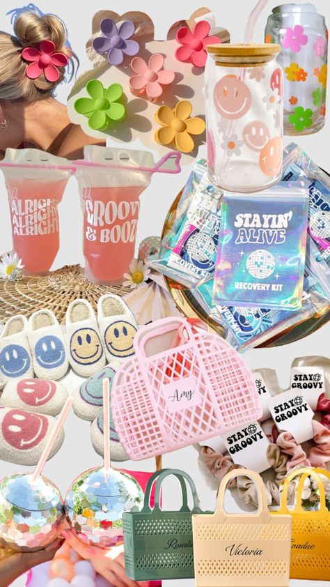 #groovy #bachelorettegifts #groovygifts #bachelorette #bride #retro #retrobride #dazedandengaged Groovy Bachelorette, Bridal Shower Bachelorette Party Ideas, Bachelorette Planning, Retro Bride, Bachelorette Party Weekend, Bachelorette Party Beach, Bachelorette Party Planning, Bachelorette Themes, Bridal Bachelorette Party