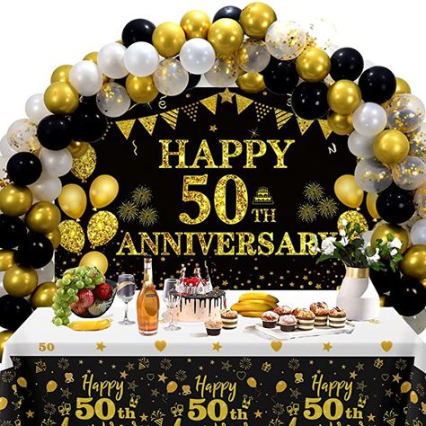 Silver Wedding Anniversary Decorations, 50th Anniversary Table, Happy Anniversary Lettering, 50th Wedding Anniversary Decorations, Happy 40th Anniversary, 50th Anniversary Decorations, Happy 50th Anniversary, Anniversary Banner, Company Anniversary