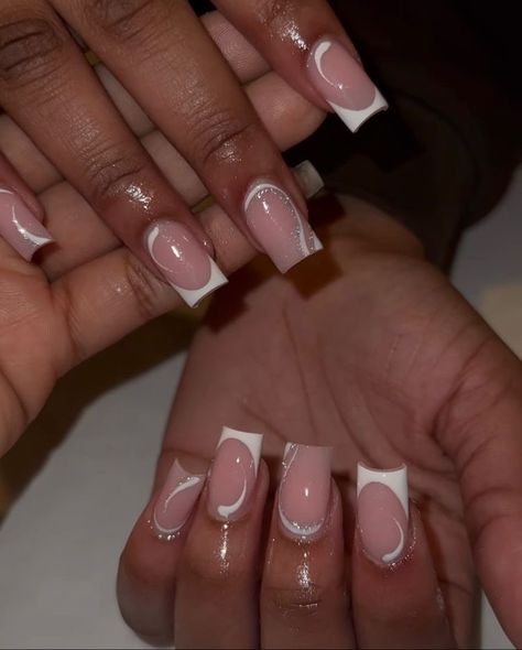 Acrylic Nails French Tip, White Tip Acrylic Nails, Acrylic Nails French, Nails French Tip, Tapered Square Nails, Acrylic Nail Set, Colored Acrylic, Colored Acrylic Nails, Girly Acrylic Nails