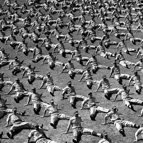 Brooklyn Dodgers rookies doing calisthenics during workout at spring  training camp housed for eight weeks in an abandoned wartime naval air  station. Rhythm Is A Dancer, Serve One Another, Everything Is Illuminated, Baseball Photography, Beach Memories, Vero Beach Florida, Brooklyn Dodgers, Joe Jackson, Kareem Abdul Jabbar