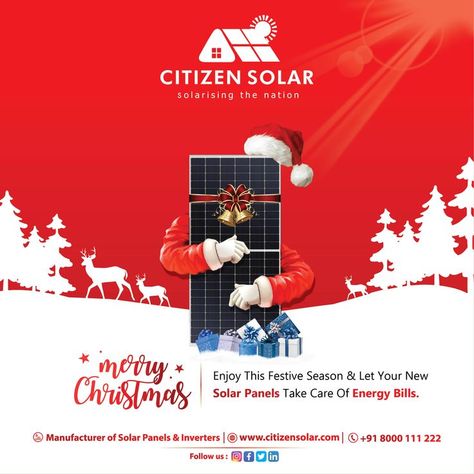 Enjoy this festive season and let your new Solar Panels take care of energy bills. #christmas #christmas2022 #merrychristmas #solar #solarenergy #solarpower #solarenergysystem #manufacturer #CitizenSolar Christmas Creative Ads, Diwali Animation, Healthcare Ads, Baby Elephant Drawing, Pet Advertising, Needle Felting Tutorial, Christmas Creative, Social Media Advertising Design, Elephant Drawing