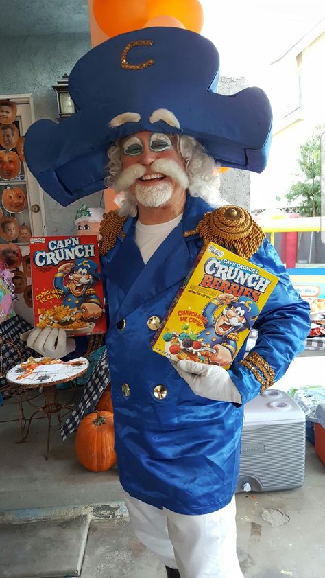 Costumes That Win Contests, Captain Crunch Costume Diy, Captain Obvious Costume, Celebrities On Halloween, Cereal Character Costumes, Croissant Costume, Food Costumes Diy, Captain Crunch Costume, Disney Character Halloween Costumes