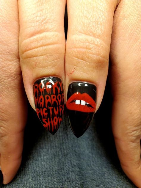 Rocky Horror Picture Show Nails Rocky Horror Picture Show Tattoo Ideas, Rocky Horror Picture Show Nails, Rocky Horror Nails, Rocky Horror Picture Show Tattoo, Show Nails, Show Tattoo, Horror Nails, Rocky Horror Show, Horror Picture Show