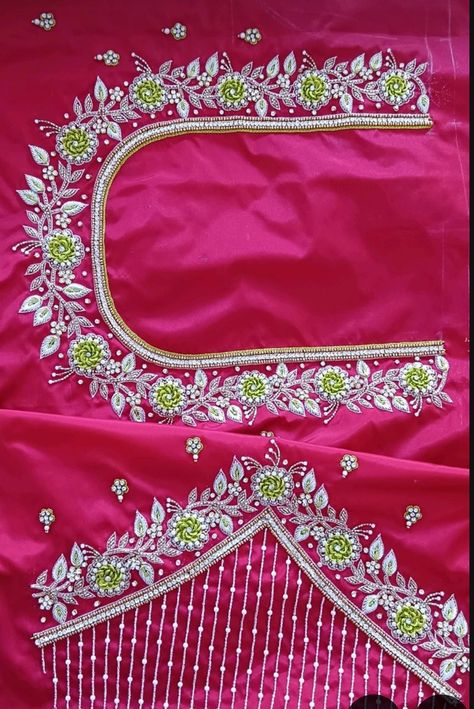 Aari Blouses, Maggam Designs, Pink Blouse Designs, Magam Work, Engineering Quotes, Work Blouse Designs, Maggam Blouse, Aari Design, Latest Bridal Blouse Designs