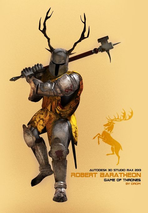 Stag Knight, King Robert Baratheon, Robert Baratheon, Rhaegar Targaryen, Antler Crown, House Baratheon, Game Of Thrones Books, King Robert, Got Characters