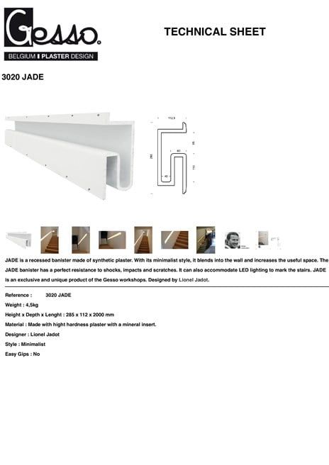 JADE 3020 (en) Recessed Handrail, Handrail Detail, Handrail Design, Concrete Stairs, Gypsum Board, Stair Handrail, Polished Concrete, Price List, Jade