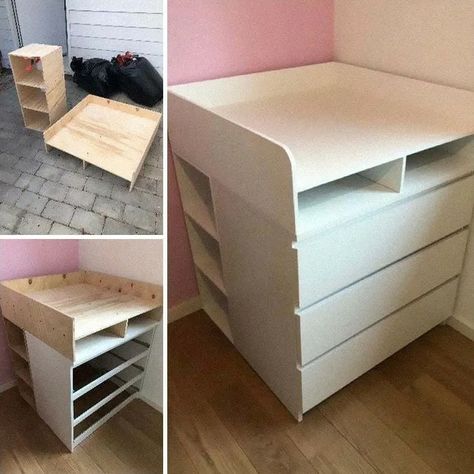 Malm Changing Table, Ikea Changing Table Hack, Dresser Changing Table, Ikea Kallax Unit, Ikea Malm Dresser, Ikea Kura Bed, Diaper Changing Table, Malm Dresser, Baby Changing Table