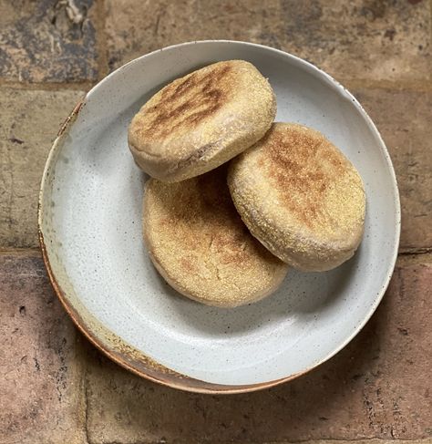 Spelt English Muffins Spelt English Muffins, Spelt Muffins, Spelt Flour Recipes, Plant Butter, Spelt Recipes, 2024 Meals, English Muffin Recipes, Vegan Bacon, English Muffins