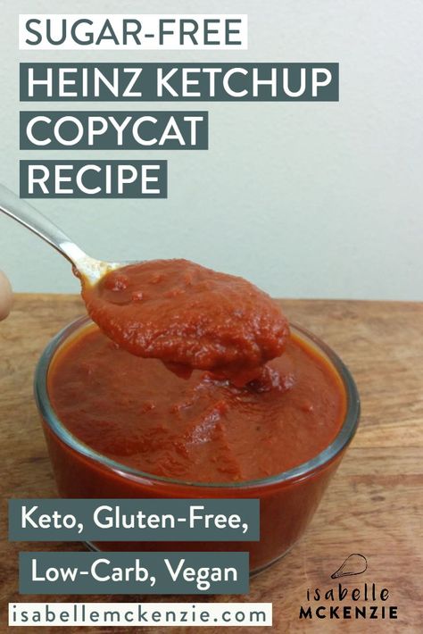 No Sugar Ketchup Recipe, Ketsup Recipe, Homemade Ketchup No Sugar, Copycat Heinz Ketchup Recipe, Home Made Ketchup Recipe, Vegan Ketchup Recipe, Sugar Free Sauces, Keto Ketchup Recipe, Canning Ketchup