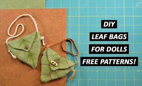 Tutorial with FREE patterns!  https://kelibudesign.com/diy-leaf-bag-for-dolls-free-patterns-included/ Diy Leaf, Fairy Pouch, Leaf Bag, Video Notes, Diy Leaves, Diy Props, Diy Dolls, Pouch Diy, Leaf Patterns