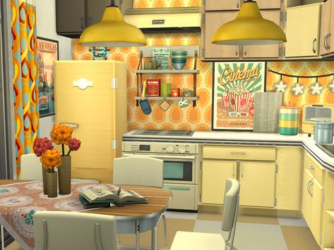 Citrus Room Sims 4, Sims 4 Retro Bathroom Cc, Sims 4 Cc Yellow Furniture, Sims 4 Cc Maxis Match 70s Furniture, Sims 4 70s Furniture, Sims 4 Retro Kitchen, Sims 4 Diner Cc, Sims 4 Yellow Cc, Sims 4 Cc Mid Century