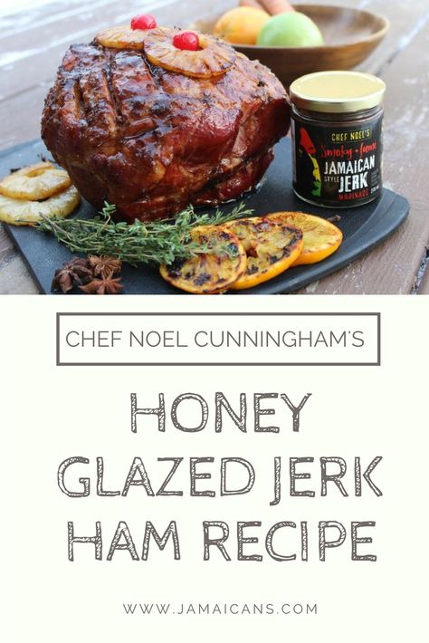 Jerk Ham, Jamaican Christmas, Jerk Marinade, Goat Recipes, Carribean Food, Honey Ham, Holiday Ham, Jamaican Food, Ham Recipe