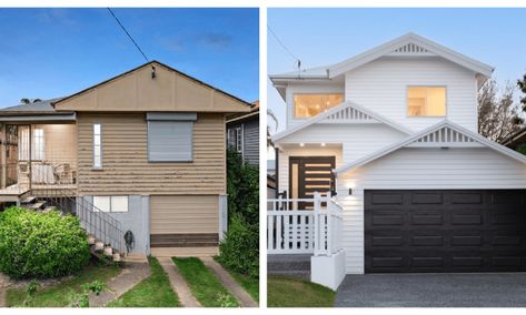 Before & after: A spacious modern farmhouse in Brisbane - The Interiors Addict Australian Brick House Exterior Makeover, Nature Bedrooms, Melbourne Apartments, Edwardian Beauty, Australian Kitchen, Alfresco Living, Botanical Bedroom, Backyard Transformation, Sell House