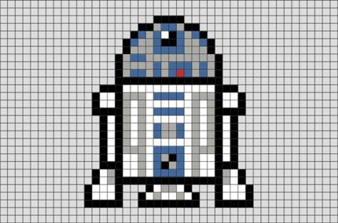 Star Wars R2-D2 Pixel Art R2d2 Cross Stitch Pattern, 8 Bit Star Wars, Star Wars Pixel Art Grid, R2d2 Embroidery, Starwars Pixelart, Star Wars Pixel Art, Star Wars Cross Stitch, Star Wars Blanket, Pixel Art Minecraft