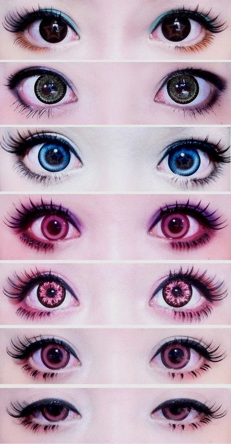 Anime Make-up, Cosplay Eyes, Kawaii Eyes, Makeup Kawaii, Circle Lens, Gyaru Makeup, Anime Makeup, Kawaii Makeup, Types Of Eyes