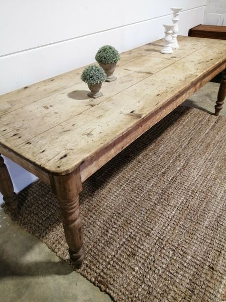 Antique Large 8ft Victorian Pine Kitchen Refectory Dining Table Scullery | unknown | Vinterior Antique Pine Dining Table, Antique Farmhouse Dining Table, Apothecary Table, Harvest Tables, Pine Dining Table, Pine Kitchen, Antique Dining Tables, Pine Table, Harvest Table