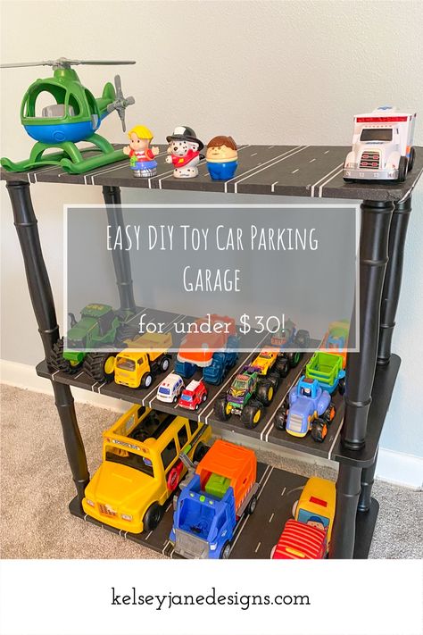 Hess Truck Storage Ideas, Diy Toy Garage For Cars, Large Toy Vehicle Storage, Toy Truck Garage, Shoe Rack For Toy Trucks, Parking Garage For Toy Cars, Toy Trucks Storage, Large Toy Truck Storage, Truck Storage Ideas Toy