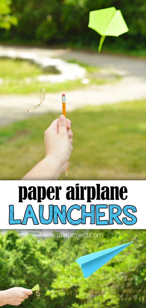 Did you know you can build a paper airplane launcher to make your paper airplanes fly even faster!? All you need are simple supplies like a paper clip, stapler, and a rubber band! It’s SO MUCH FUN and such a great STEM experiment! Follow our easy step-by-step instructions and take your paper airplane game to a whole new level! Flight Science Experiments, Paper Airplane Activities For Kids, How To Make A Paper Airplane Launcher, Paper Airplane Stem Challenge, Things That Fly Activities, Paper Airplane Launcher Diy, Paper Airplanes How To Make, Paper Plane Launcher, Paper Airplane Game