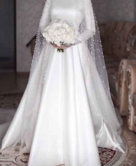 Hijabi Wedding Dress, Modest Bridal Dresses, Hijabi Wedding, Muslim Wedding Gown, Wedding Event Dresses, Muslimah Wedding Dress, Muslimah Wedding, Wedding Dress Bustle, Bride Dress Simple