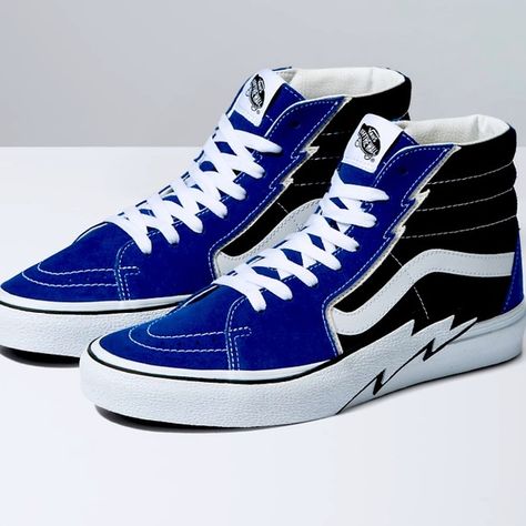 Vans Lightening bolt Vans Shoes High Tops, Sk8 Hi Vans, Tenis Vans, Blond Amsterdam, Dr Shoes, Vans Era, Stefan Janoski, Vans Blue, Vans Sk8 Hi