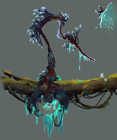 Wisps Art, Alien Plants, Fantasy Forest, Knight Art, Game Concept Art, Fantasy Art Landscapes, Creature Concept Art, Environment Design, Creature Concept