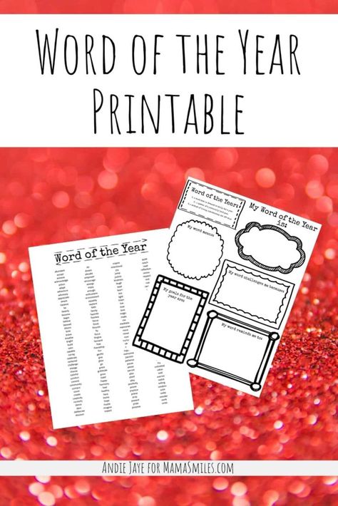 Word of the Year Activity and Inspiration List - Free Printable! #wordoftheyear #newyears #happynewyears #newyearsactivity #mamasmiles #kidsactivities #newyearsresolution #settinggoals New Years Social Skills Activities, New Years Goals For Kids, Word Of The Year 2024, Months Flashcards, New Years Resolution Kids, Family Free Printable, New Years With Kids, Word Search For Kids, New Year Words